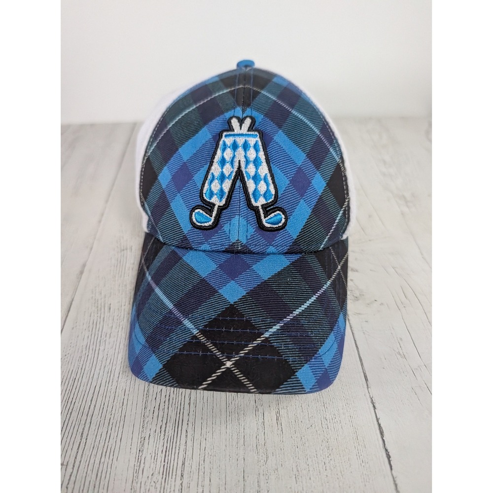 Royal & Awesome Mens Blue Plaid Golf Hat Mesh Back Adjustable Cap DEW292